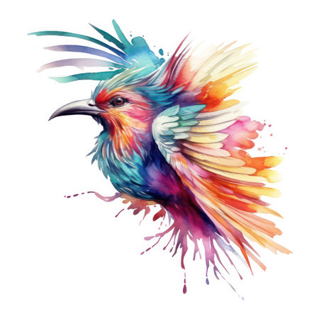Beautiful vector image with nice watercolor parrot on white backgroundの素材
