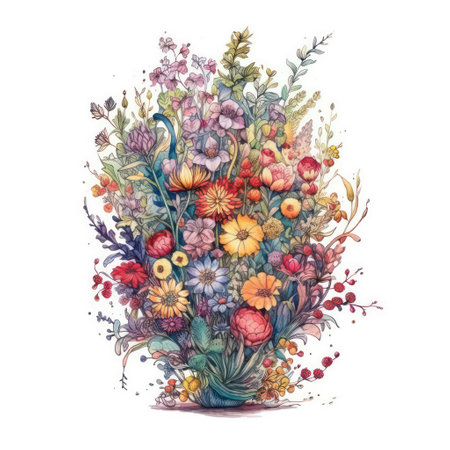 Watercolor bouquet of wildflowers. Hand drawn illustration.の素材