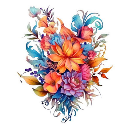 Beautiful vector image with nice watercolor hand drawn bouquet of flowersの素材