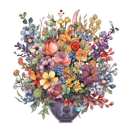 Bouquet of spring flowers. Hand drawn watercolor illustration.の素材