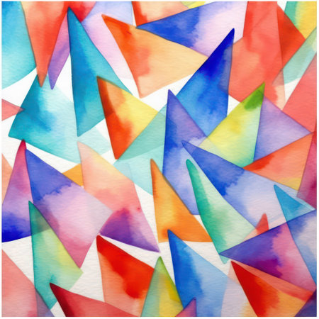 Abstract watercolor background with multicolored triangles. Vector illustration.の素材
