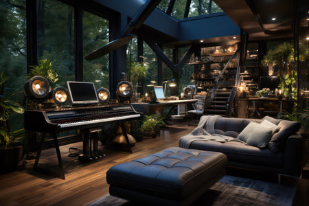 Interior of a modern living room in a loft style. 3d renderingの素材