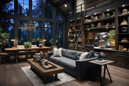 Interior of a modern living room. 3d rendering design.の素材