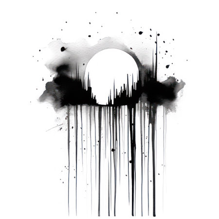 Abstract black and white grunge background. Ink blots. vector illustration.の素材