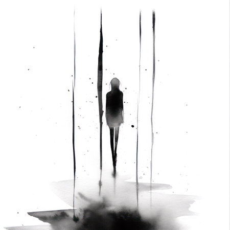 Black and white abstract watercolor background. hand-drawn illustration.の素材
