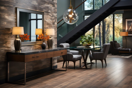 Modern living room interior design. 3d rendering mock up toned imageの素材