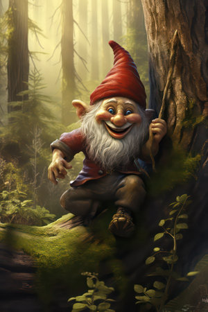 Fairytale gnome in the forest. 3D rendering.の素材