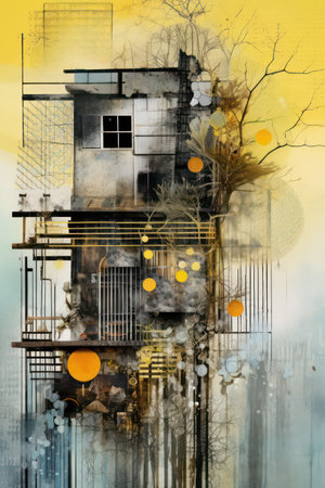 Abstract architecture in the style of watercolor painting. high quality illustrationの素材