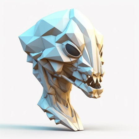 Polygonal head of a rhinoceros. 3d renderingの素材