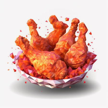 Fried chicken wings in polygonal style. Vector illustration.の素材