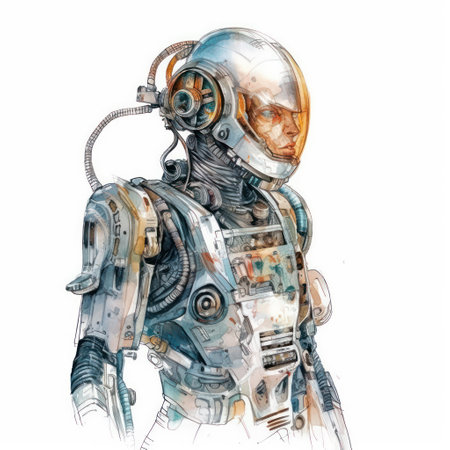 Astronaut isolated on white background. Digital watercolor painting.の素材