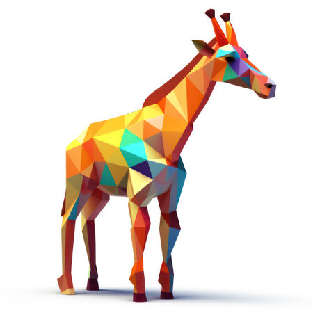 Low poly giraffe isolated on white background. Polygonal illustrationの素材