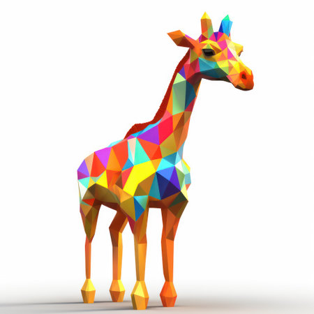 Low poly giraffe on a white background. 3d rendering.の素材