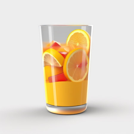 Orange and grapefruit cocktail isolated on white background. 3d illustrationの素材