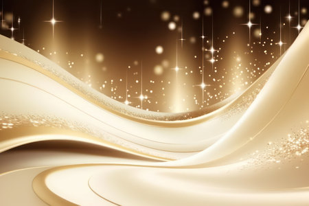 Christmas background with golden waves and snowflakes. Vector illustration.の素材