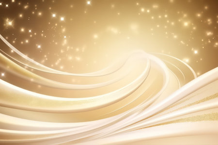 Abstract gold background with golden lines and sparkles. Vector illustration.の素材