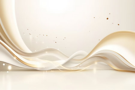 Abstract white background with gold wavy lines. 3d render illustrationの素材