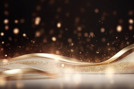 Abstract gold background with bokeh effect. 3d rendering.の素材