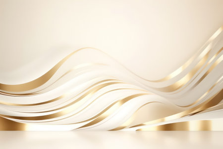 Abstract background with golden wavy lines. 3d render illustration.の素材