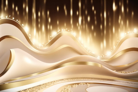 Abstract gold background with waves and lights. Vector illustration. Eps 10の素材