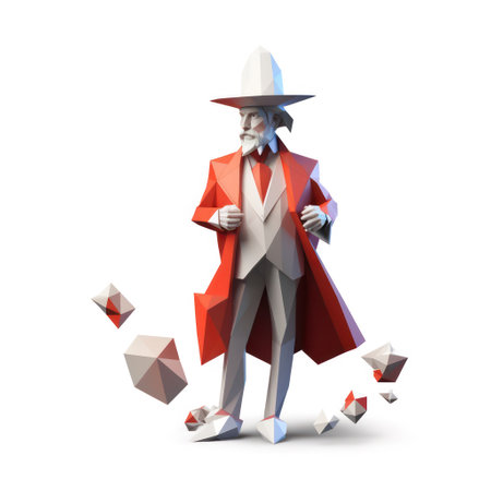 Man in a red coat and a white hat. 3d illustrationの素材
