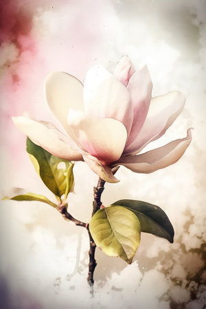 Magnolia flower in soft color and blur style for background, nature backgroundの素材