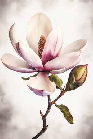 Magnolia flower in vintage style, soft focus and blurred background.の素材