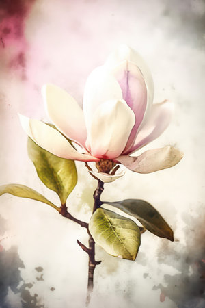 Magnolia flower in vintage style, soft focus and blurred background.の素材