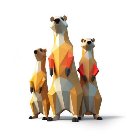 Meerkat family on a white background. 3d illustration.の素材