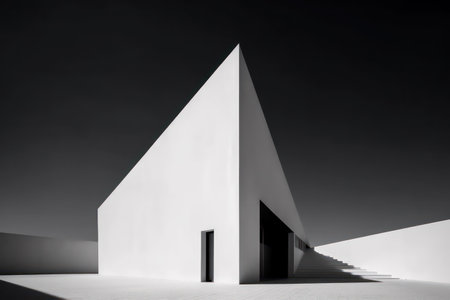 White modern architecture on a dark background. 3d rendering mock upの素材