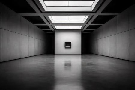 abstract scene of empty room with white wall and concrete floor backgroundの素材