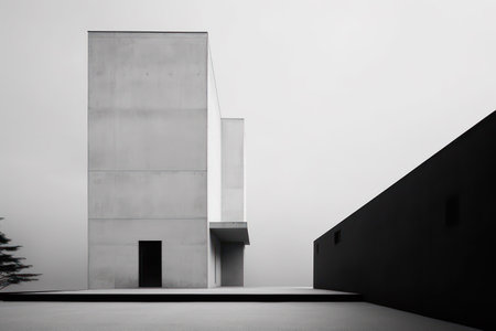 Modern architecture of the building. Abstract background. Black and white.の素材