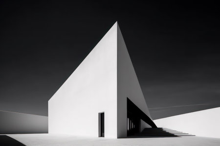 Abstract architecture background. White building and black sky. 3d renderの素材