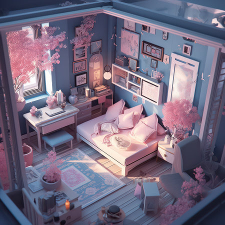 3d rendering of a childrens room in a fantasy style.の素材