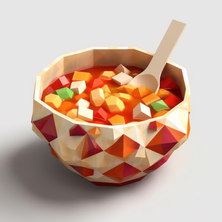Bowl of soup isolated on white background. 3D illustration.の素材