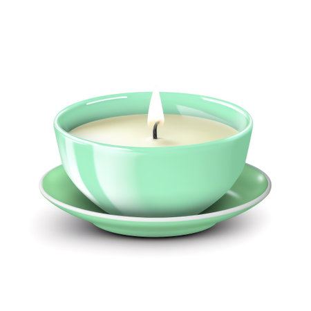 Candle on a saucer isolated on white background. Vector illustration.の素材