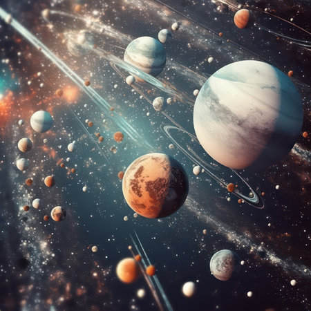 Planets in outer space, science fiction wallpaper. Beauty of deep space.の素材
