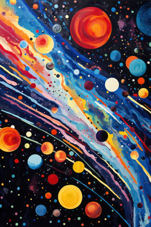 Abstract watercolor background with colorful circles and stars. Vector illustration.の素材