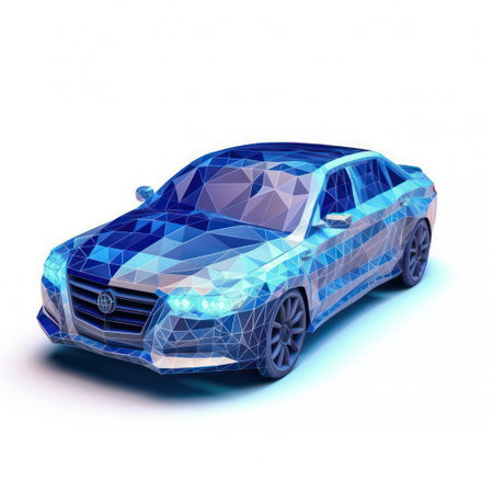 Abstract blue car on a white background. 3d render illustration.の素材