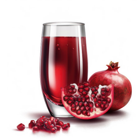 Pomegranate juice in a glass with pomegranate seedsの素材