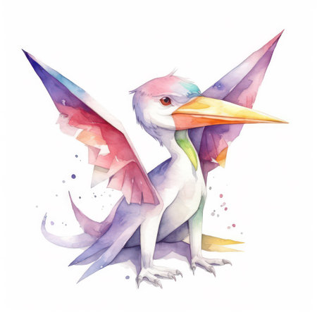 Watercolor illustration of a pink pelican isolated on a white backgroundの素材