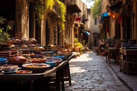 Ceramic pots on the street of the old city of Istanbul, Turkeyの素材