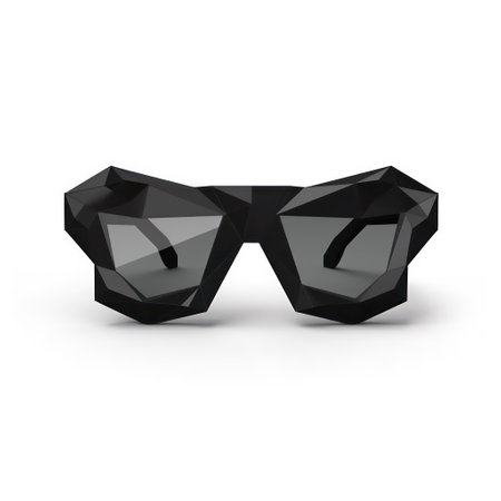 Black 3d glasses isolated on white background. 3D rendering.の素材