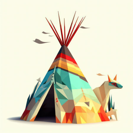 Native american indian indian teepee. Polygonal illustrationの素材