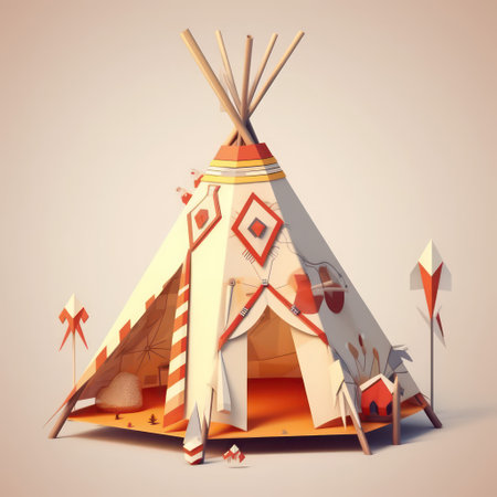 Native american indian wigwam 3d render on gray backgroundの素材