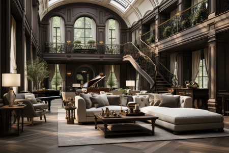 Luxury interior of the living room. 3D rendering.の素材