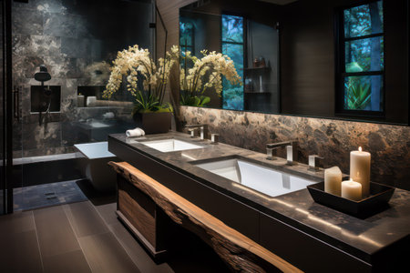 Luxury modern bathroom interior design. 3D Rendering.の素材