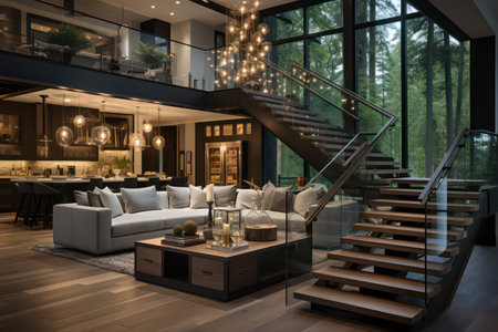 Modern living room interior design. 3d rendering concept of interior design.の素材