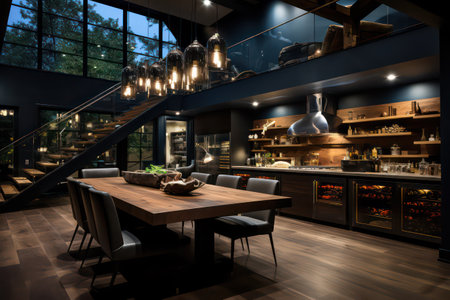 Interior of a bar in a loft style. 3d renderingの素材