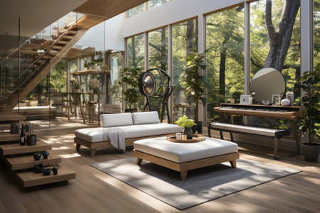 Modern living room interior design. 3d rendering, 3d illustration.の素材
